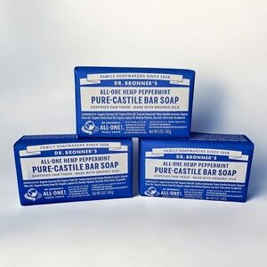 3 Bars DR. BRONNER'S Hemp Peppermint Pure-Castile Organic Non-GMO Bar Soap 5oz